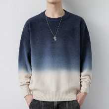 2023 새로운 느슨한 남성 그라데이션 컬러 점퍼 패딩 니트 스웨터 트렌드의 십대 캐주얼 양모 스웨터 겨울 의류의 그림