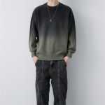 2023 새로운 느슨한 남성 그라데이션 컬러 점퍼 패딩 니트 스웨터 트렌드의 십대 캐주얼 양모 스웨터 겨울 의류의 그림