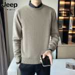 지프 지프 셔츠 칼라 점퍼 남성 가을 겨울 트렌드의 고급 감각의 슬림 페이크 투피스 니트웨어 남성 모델 세트의 그림