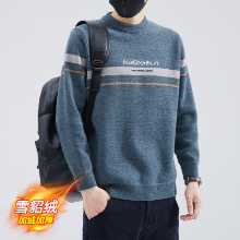 점퍼 남성 봄과 가을 조류 둥근 목 패딩 따뜻한 옷 2023 가을과 겨울 새로운 긴팔 바닥 셔츠의 그림