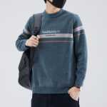 점퍼 남성 봄과 가을 조류 둥근 목 패딩 따뜻한 옷 2023 가을과 겨울 새로운 긴팔 바닥 셔츠의 그림