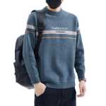 점퍼 남성 봄과 가을 조류 둥근 목 패딩 따뜻한 옷 2023 가을과 겨울 새로운 긴팔 바닥 셔츠의 그림