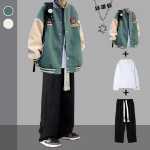 야구 의류 재킷 남성 봄 가을 조류 학생 스웨터 정장 남성 착용 잘 생긴 재킷 3 피스 세트의 그림