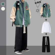 야구 의류 재킷 남성 봄 가을 조류 학생 스웨터 정장 남성 착용 잘 생긴 재킷 3 피스 세트의 그림