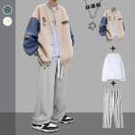 야구 의류 재킷 남성 봄 가을 조류 학생 스웨터 정장 남성 착용 잘 생긴 재킷 3 피스 세트의 그림