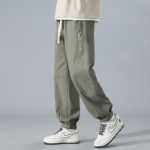 일본 카키색 바지 남성 가을 여름 스트레이트 느슨한 미국 자수 갱스터 잘 생긴 조수 작업 캐주얼 바지의 그림