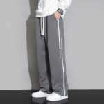 스웨트 팬츠 남성용 봄과 가을 2023 년 새로운 드레이핑 스트레이트 캐주얼 바지 느슨한 가을과 겨울 와이드 레그 스포츠 남성 바지의 그림
