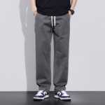 캐주얼 바지 남성 느슨한 스트레이트 남성 바지 2023 봄과 가을 새로운 하이 스트리트 와이드 레그 작업 바지 남성 모델 큰 사이즈의 그림