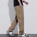 미국 남성 캐주얼 바지 봄과 가을 모델 2023 새로운면 여름 느슨한 스트레이트 남성 모델 가을 긴 바지의 그림