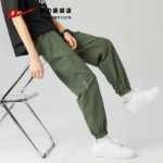 코튼 스포츠 바지로 돌아 가기 남성용 모델 봄과 가을 미국 하이 스트리트 소년 작업 바지 조수 드로 스트링 남성 캐주얼 바지의 그림