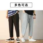 바지 남성 모델 봄과 가을 캐주얼 바지 스트레이트 바지 트렌드의 얇은 부분 남성 여름 아이스 실크 나인 스포츠 바지의 그림