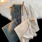 드레이프 바지 남성 모델 가을 넓은 다리 느슨한 스포츠 소년 블랙 백 트렌드 스트레이트 여름 캐주얼 바지의 그림