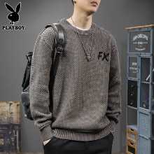 플레이 보이 라운드 넥 점퍼 남성 가을 새로운 게으른 느슨한 니트 바닥 셔츠 캐주얼 트렌드 라인 의류 남성의 그림