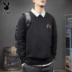 플레이 보이 라운드 넥 점퍼 남성 가을 새로운 게으른 느슨한 니트 바닥 셔츠 캐주얼 트렌드 라인 의류 남성의 그림