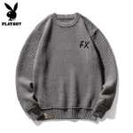 플레이 보이 라운드 넥 점퍼 남성 가을 새로운 게으른 느슨한 니트 바닥 셔츠 캐주얼 트렌드 라인 의류 남성의 그림