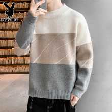 플레이 보이 라운드 넥 점퍼 남성의 바닥 라인 의류 가을 새로운 트렌드의 느슨한 캐주얼 컬러 블로킹 니트 스웨터 남성의 그림