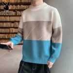 플레이 보이 라운드 넥 점퍼 남성의 바닥 라인 의류 가을 새로운 트렌드의 느슨한 캐주얼 컬러 블로킹 니트 스웨터 남성의 그림