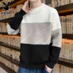 플레이 보이 라운드 넥 점퍼 남성의 바닥 라인 의류 가을 새로운 트렌드의 느슨한 캐주얼 컬러 블로킹 니트 스웨터 남성의 그림