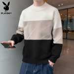 플레이 보이 라운드 넥 점퍼 남성의 바닥 라인 의류 가을 새로운 트렌드의 느슨한 캐주얼 컬러 블로킹 니트 스웨터 남성의 그림