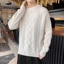 악어 트위스트 점퍼 남성 니트웨어 트렌드의 한국어 버전 단색 라운드 넥 두꺼운 따뜻한 바닥 셔츠 남성용 가을과 겨울 모델의 그림