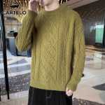 악어 트위스트 점퍼 남성 니트웨어 트렌드의 한국어 버전 단색 라운드 넥 두꺼운 따뜻한 바닥 셔츠 남성용 가을과 겨울 모델의 그림