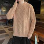 악어 트위스트 점퍼 남성 니트웨어 트렌드의 한국어 버전 단색 라운드 넥 두꺼운 따뜻한 바닥 셔츠 남성용 가을과 겨울 모델의 그림