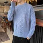 악어 트위스트 점퍼 남성 니트웨어 트렌드의 한국어 버전 단색 라운드 넥 두꺼운 따뜻한 바닥 셔츠 남성용 가을과 겨울 모델의 그림