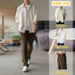 캐주얼 셔츠 남성 갱스터 잘 생긴 와플 셔츠 옷 긴팔 남성 의류 셔츠 얇은 재킷 봄과 가을 세트가있는 남성 의류의 그림