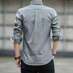 긴팔 셔츠 남성용 슬림 인치 셔츠 가을 남성용 인치 셔츠 옥스포드 스피닝 여름 비즈니스 캐주얼 셔츠의 봄과 가을 모델의 그림