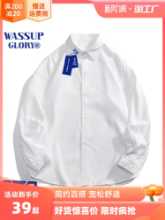 WASSUP GLORY 화이트 셔츠 남성용 긴팔 가을 일본 단색 다용도 셔츠 조류 느슨한 캐주얼 재킷의 그림