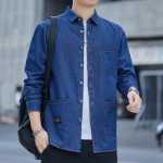 정품 딱따구리 코튼 봄과 가을 셔츠 남성용 긴팔 남성 작업 재킷 캐주얼 남성 탑 조수 셔츠의 그림