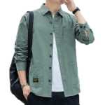 정품 딱따구리 코튼 봄과 가을 셔츠 남성용 긴팔 남성 작업 재킷 캐주얼 남성 탑 조수 셔츠의 그림