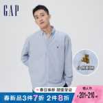 갭 남성 및 여성 가을 크리스프 베어 자수 실루엣 긴팔 셔츠 820158 루즈 캐주얼 탑 타이드의 그림