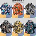 2023cec 비치 쿨 팬시 셔츠 반팔 남성 느슨한 갱스터 잘 생긴 일본 복고풍 트렌드 꽃 무늬 셔츠의 그림