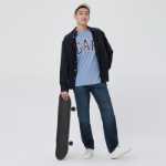 갭 남성 및 여성 가을 커뮤터 포플린 셔츠 963153 커플 캐주얼 상의 스포츠 아우터 자켓의 그림