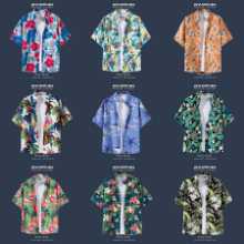 반팔 꽃 무늬 셔츠 하이난 섬 의류 비치웨어 산야 여름 웨이펑 태국 여행 남성 커플 캐주얼 느슨한 재킷의 그림