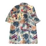 아메리칸 하와이 프린트 셔츠 남성용 반팔 여름 홍콩 스타일 일본 5 반팔 옷 남성용 비치 셔츠의 그림