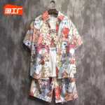 캐주얼 하와이 셔츠 반팔 여름 트렌드 느슨한 일본 갱스터 잘 생긴 해변 커플 비치 셔츠 남성 및 여성의 그림