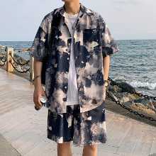 아이스 실크 꽃 셔츠 남성 여름 얇은 반팔 정장 플랑크톤 잘 생긴 패션 하와이 해변 산야 비치 팬츠 셔츠의 그림