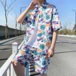 비치 플라워 셔츠 남성 하와이 반팔 느슨한 여름 얇은 섹션 트렌드 캐주얼 남성 정장 투피스 셔츠의 그림