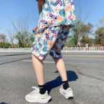 비치 플라워 셔츠 남성 하와이 반팔 느슨한 여름 얇은 섹션 트렌드 캐주얼 남성 정장 투피스 셔츠의 그림