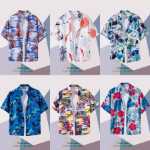 여름 느슨한 얇은 섹션 하와이 반팔 꽃 무늬 셔츠 남성 트렌드 캐주얼 반팔 해변 휴가 커플 셔츠의 그림