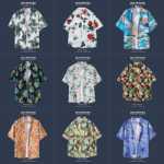 여름 빈티지 해변 꽃 셔츠 남성 복고풍 스타일 캐주얼 백 느슨한 해변 휴가 커플 셔츠 조류의 그림