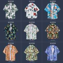 여름 빈티지 해변 꽃 셔츠 남성 복고풍 스타일 캐주얼 백 느슨한 해변 휴가 커플 셔츠 조류의 그림