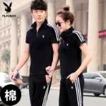 플레이 보이 정장 남성 코튼 여름 캐주얼 반팔 바지 스포츠웨어 여성 커플 티셔츠 반바지 투피스 T의 그림