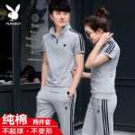 플레이 보이 정장 남성 코튼 여름 캐주얼 반팔 바지 스포츠웨어 여성 커플 티셔츠 반바지 투피스 T의 그림