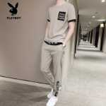 플레이 보이 정장 남성 코튼 여름 캐주얼 반팔 바지 스포츠웨어 여성 커플 티셔츠 반바지 투피스 T의 그림