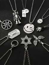 남성 목걸이 티타늄 스틸 체인 백의 그림