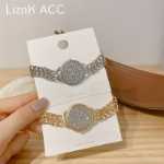 틈새 디자인 가벼운 고급스러운 절묘한 간단한 차가운 바람 여자 친구 팔찌 여성에 다이아몬드 시계 팔찌로 가득 찬 시니어 감각의 그림