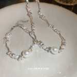 카토미 ACC 크러쉬 실버 진주 목걸이 팔찌의 그림